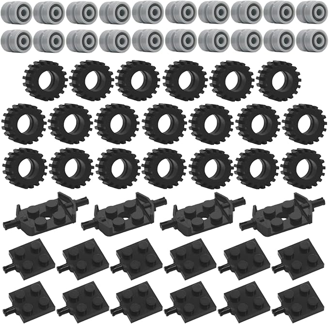 Tires Wheels and Axles Sets - 56 Pieces Brick Accessories Basic Classic Building Block Toys,Car Truck Wheels Parts