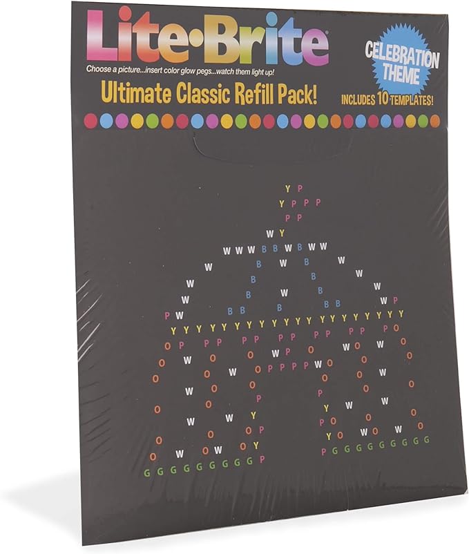 Lite Brite Ultimate Classic Refill Pack - Celebration Theme - 10 Reusable Templates - Amazon Exclusive, Black