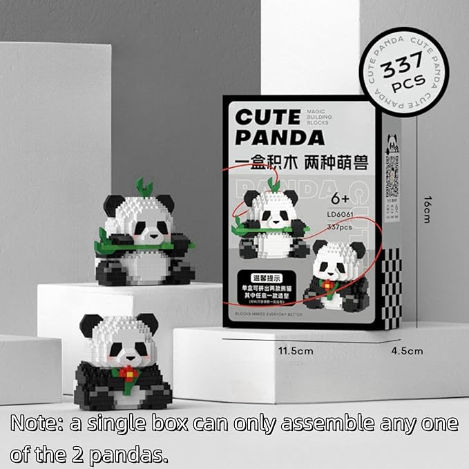 QMEAKMONY Mini Building Blocks Panda Sets Cute Micro Mini Panda Building Bricks for Adults Micro Nano Bricks Perfect Party Favors for Teenagers. (337 PCS)