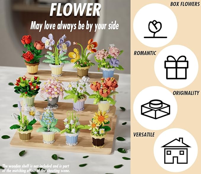 Lily Mini Flower Potted Bonsai Building Toy Blocks Particle Flower Botanical