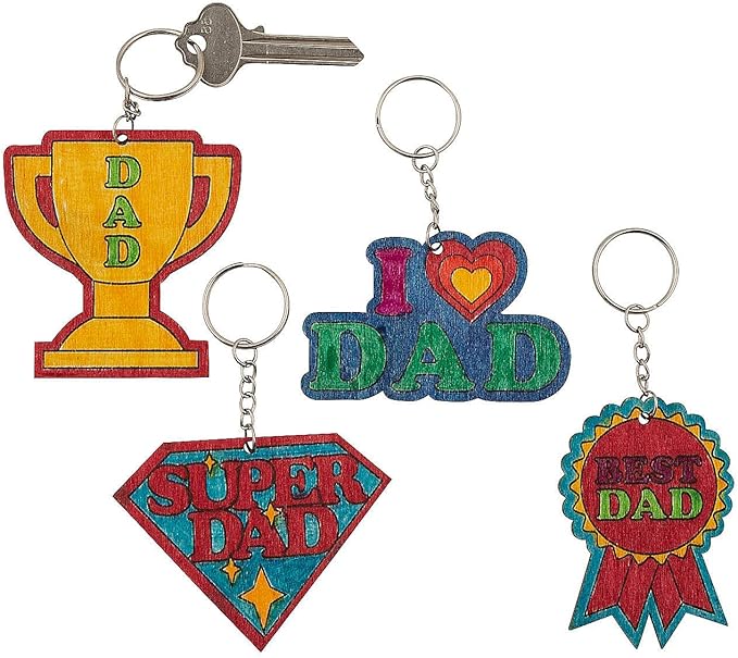 Color Your Own Wood Father'S Day Keychains - Crafts for Kids and Fun Home Activities