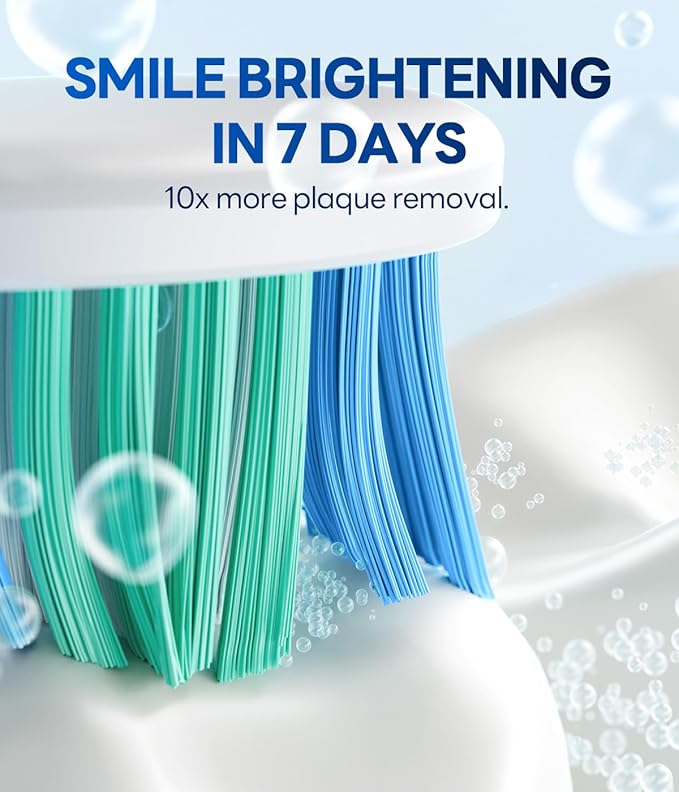 Bymore Electric Toothbrush for Adults,Travel Sonic Toothbrush with 8 Replacement Heads, Ultra Clean Rechargeable Toothbrush Portable One Charge for 330days 5 Modes 2mins Timer-White