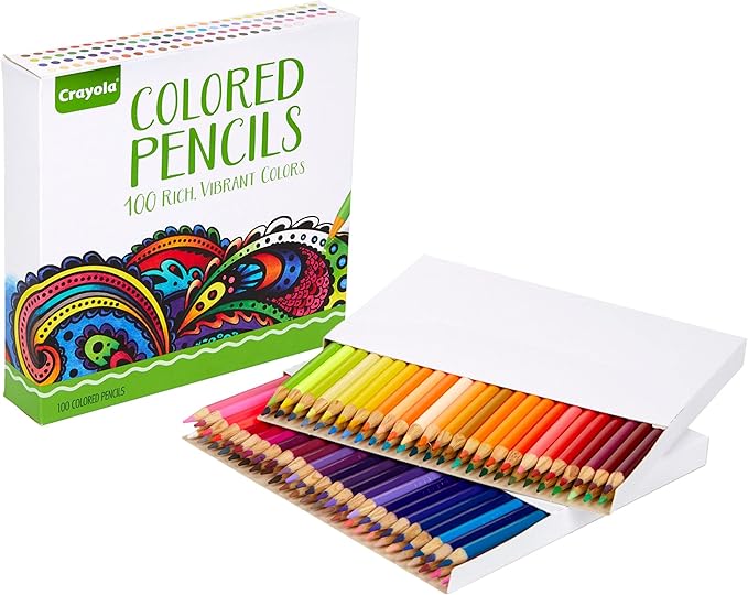 Crayola Adult Colored Pencil Set (100ct), Premium Coloring Pencils For Adult Coloring Books, Gifts for Teens & Adults, 12+