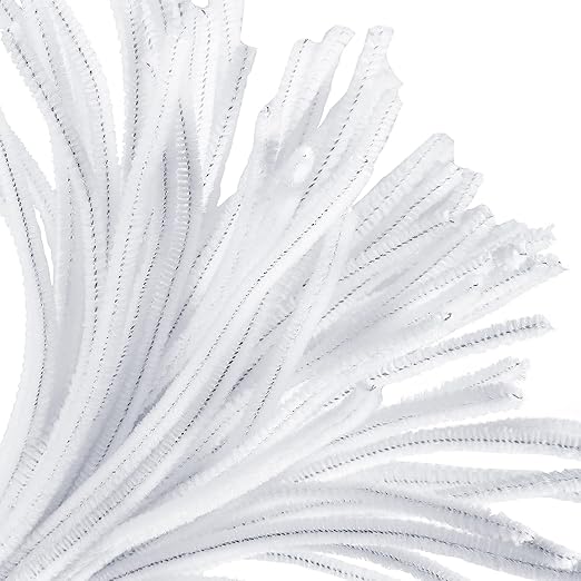 Cuttte Pipe Cleaners Craft Supplies - 300pcs White Pipe Cleaners Chenille Stems for Craft Kids DIY Art Supplies (6 mm x 12 inch)