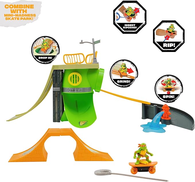 Teenage Mutant Ninja Turtles Toy, Turtle Madness Skate Park Playset, Classic Edition TMNT Playset for Kids, Ages 3+