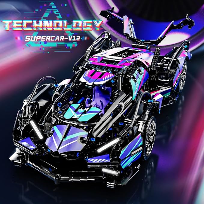 Mesiondy Sports Car Building Blocks Toys Boys，1:14 MOC Building Set Raceing Car Model,Construction Toy for Adults，Cars for Boys Age 6 7 8 9 Years Kids