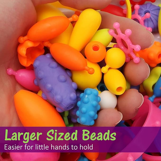 Happytime Snap Pop Beads for Girl's Birthday Gift, Jewelry Making Kit 520Pieces, Arts and Crafts Toys for 4 Year Old Girl, Necklace Bracelet Ring Creative DIY Set Ideas Christmas Gifts
