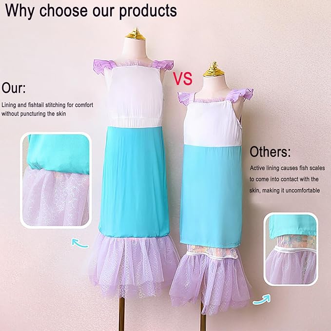 Little Girls Princess Mermaid Costume for Girls Dress Up with Accessory for Christmas Birthday Party Supplies