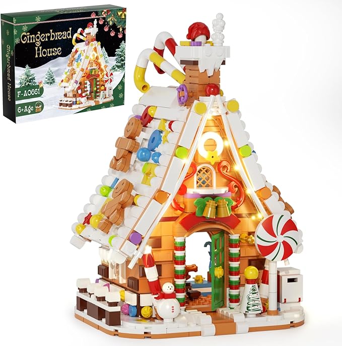 Christmas Gingerbread House Lighting Building Set, Fairy Christmas Village House Collection Lighted Building Toys, Ideal Gifts for Xmas, Home Decor Adult Kids 6+