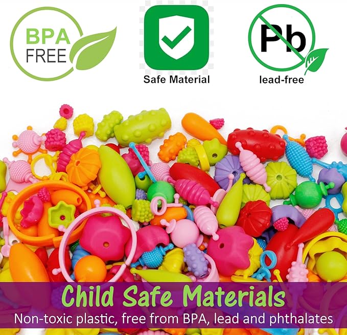 Happytime Snap Pop Beads for Girl's Birthday Gift, Jewelry Making Kit 520Pieces, Arts and Crafts Toys for 4 Year Old Girl, Necklace Bracelet Ring Creative DIY Set Ideas Christmas Gifts