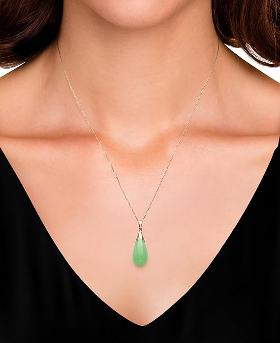 Natural Jade Necklace Pendant in 10K Gold