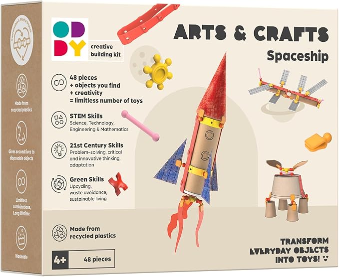 Oddy Arts & Crafts Creative Spaceship Building Kit - Eco-Friendly STEM Toy Set for Kids 4+