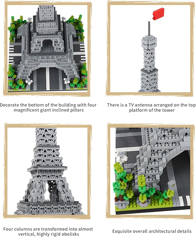 Paris Eiffel Tower World Famous Architectural Model Micro Building Blocks Set 3350 Pieces 3D Puzzle Toys Gifts for Kid and Adult