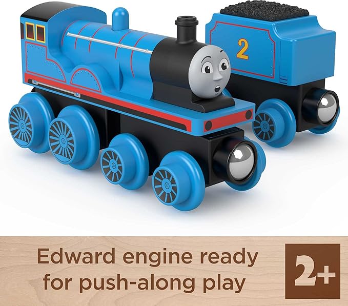 Thomas & Friends Wooden Railway Toy Train Edward Push-Along Wood Engine & Coal Car for Toddlers & Preschool Kids Ages 2+ Years (Amazon Exclusive)
