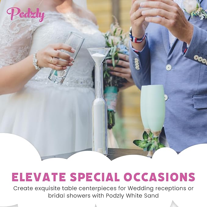 Podzly 5 Pound Decorative Bulk Craft Sand - White Sand. Ideal for Weddings, Creative Crafts, Classroom Activities and Decorative Projects. Fine, Sand Bulk for Your Crafting Needs!