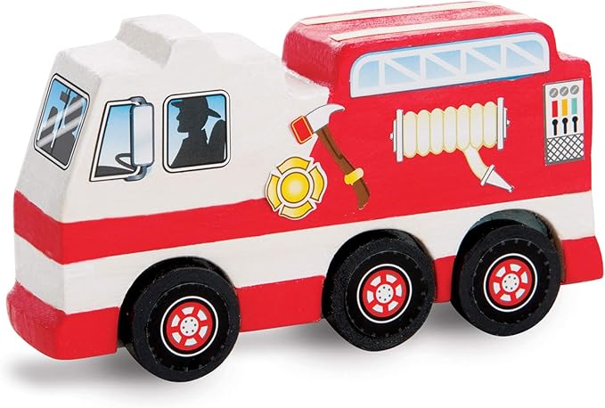 Melissa & Doug Created by Me! Rescue Vehicles Wooden Craft Kit - Decorate-Your-Own Police Car, Fire Truck, Helicopter
