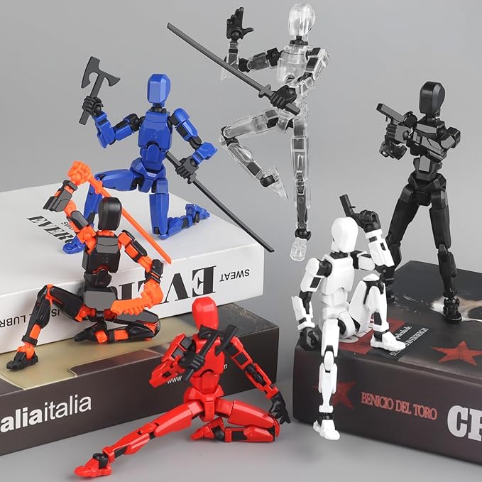 6Pack Titan T13 Action Figures Set - Lucky Spider T13 Action Figure 3D Printed Robot Figures Titan 13 Action Figures for Modeling Collector Birthday Gift for Kid 3-8 Year（Requires Assembly）