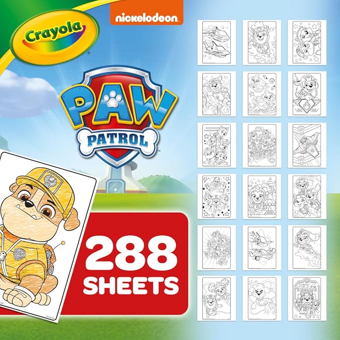 Crayola PAW Patrol Coloring Book (288pgs), Kids Coloring Book Pages & Stickers, PAW Patrol Gift, Travel Activity, Toddler Toys, 3+