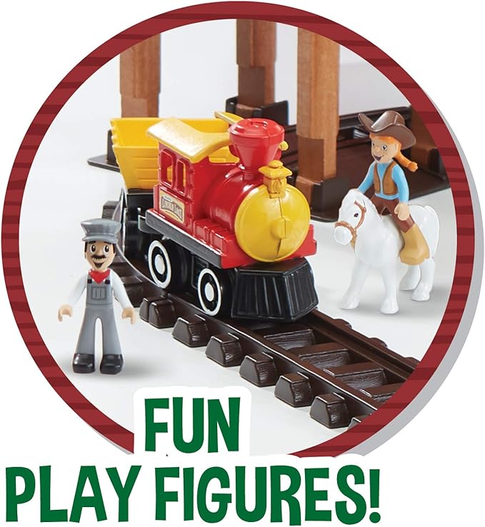 LINCOLN LOGS-Sawmill Express Train - 101 Parts - Real Wood Logs - Buildable Train Track-Ages 3+ - Best Retro Building Gift Set for Boys/Girls-Creative Construction Engineering-Preschool Education Toy