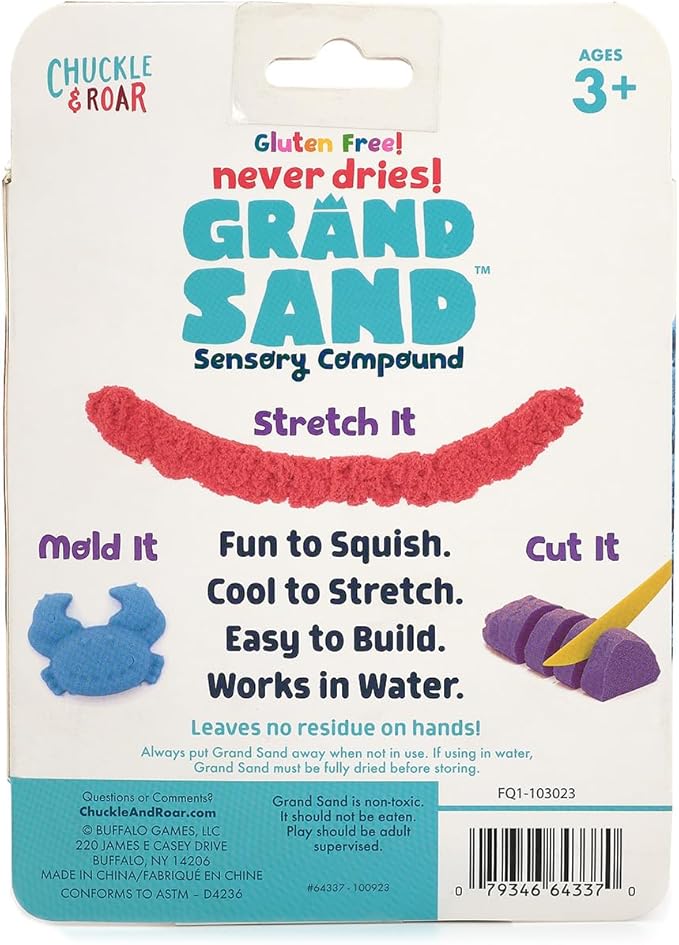 Chuckle & Roar - Grand Sand 3 Pack - Tactile Sensory Sand - Educational Fun for Preschoolers - Sensory Arts and Crafts for Kids, Toddlers - Doesn't Dry Out - Ages 3 and Up