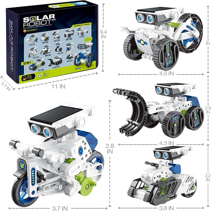COBFDHA Toys for Kids Age 8-12, 12-in-1 STEM Building Robot Kit Science Learning Educational Experiment Kit, Gifts for 9 10 11 12 13 14 Year Old Boys.