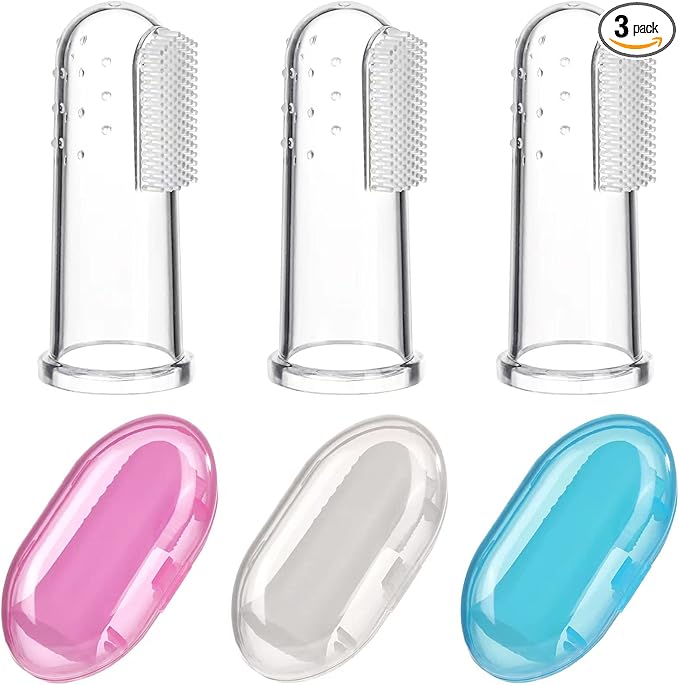 Jochebed Baby Finger Toothbrush for Training Teething - Infant & Toddles & Lids Teeth Brush Soft Babies Toothbrushes Oral Cleaning Massager to Train Your Child Healthy Oral Habits -3 PCS