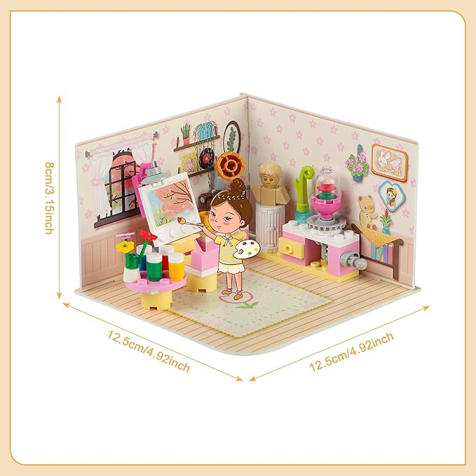 Friends House Building Block Sets, Girls Art Painting Studio Friendship Playhouse Apartment Bricks Kit Birthday Roleplay Gifts for Old Kids 6+ 6-12 8-12