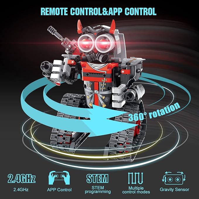 Remote Control Robot Building Kit for Boys 6-12, 3-in-1 STEM Remote & APP Controlled Coding Gear Robot/Tank/RC Car, 419 Pcs Science Learning Educational Building Blocks Toy Set Gift for Kids