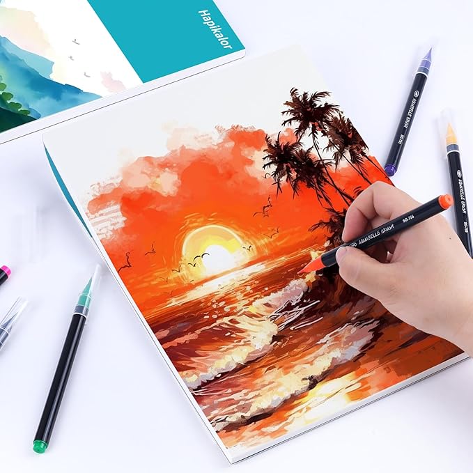 Hapikalor 3-Pack 9"x12"Watercolor Paper Pad, Bulk College Essentials, Teacher Classroom Must Have, 140lb/300gsm Art Watercolor Paper, Art Supplies for Adults Kids, Back to School Supplies, Teal