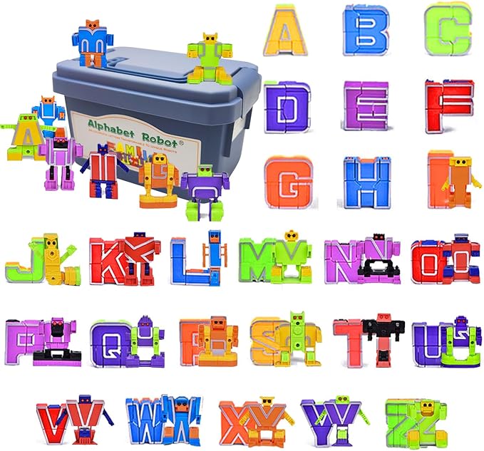 Alphabet Robots for Kids Alphabet Learning Toys, ABC Learning Toys for Kids Ages 3-5, Alphabots Transforming Alphabet Toy Robots for Kids 3-5, Alpha Bots, Carnival Prizes, Christmas Toys