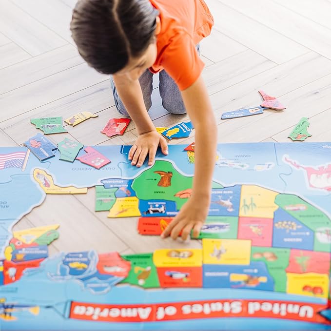 Melissa & Doug USA Map Floor Puzzle - 51 Pieces (2 x 3 feet) - FSC Certified