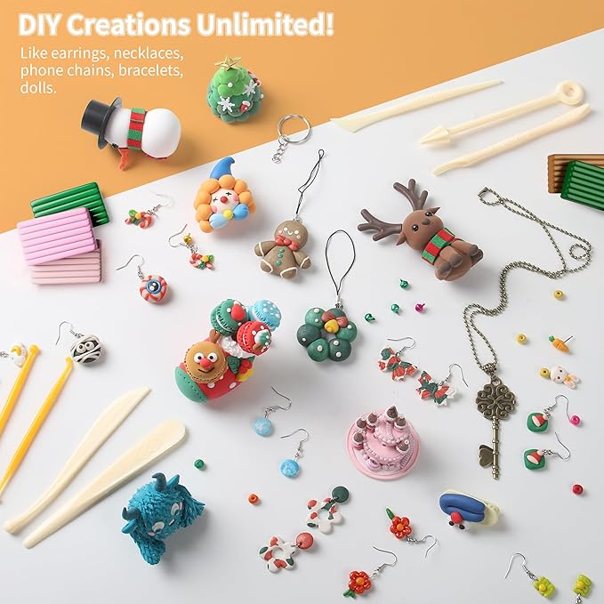 Aestd-ST Polymer Clay Kits, 85 Colors Oven Bake Modeling Clay for Kids, Non-Sticky Molding Clay with Sculpting Tools and DIY Accessories, Holiday Gift for Children and Artists.