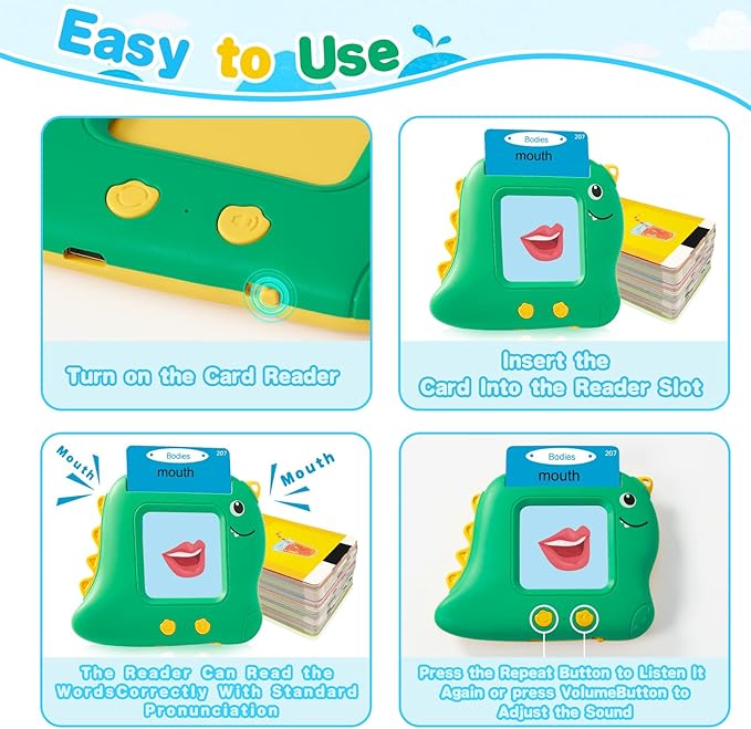 510 Words Pocket Speech Talking Flash Cards - Montessori Speech Buddy Early Learning Speech Buddy Flashcards for Toddlers, Audible Educational Device Speech Therapy Materials Development Sensory Toys