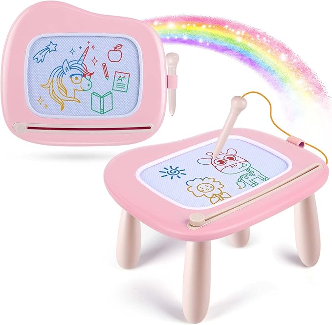 Smasiagon Magnetic Drawing Board for Kids- Girls Toys for Toddler 1-3 - Portable Doodle Board Educational Toys for Ages 2-4 - Birthday Easter Valentines Day Gift（Pink