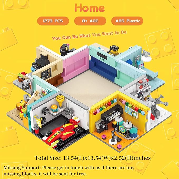 Toy Building Set, Friends House Collection 8 Packs Home Building Blocks Model Kit, Creative Construction Building Sets, Christmas Birthday Gift for Children Teens Kids Boys Girls 8+