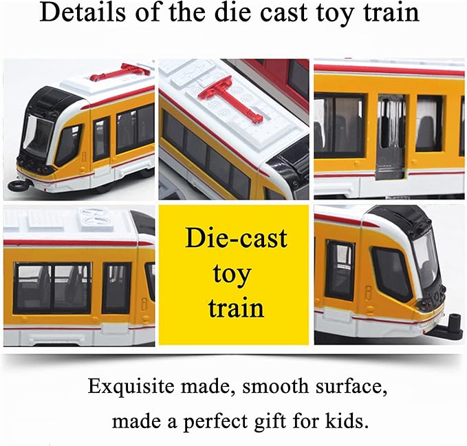 OTONOPI Toy Train Set Subway Bullet Train High Speed Locomotive Engine Die Cast Model Car for Kids Pack of 4
