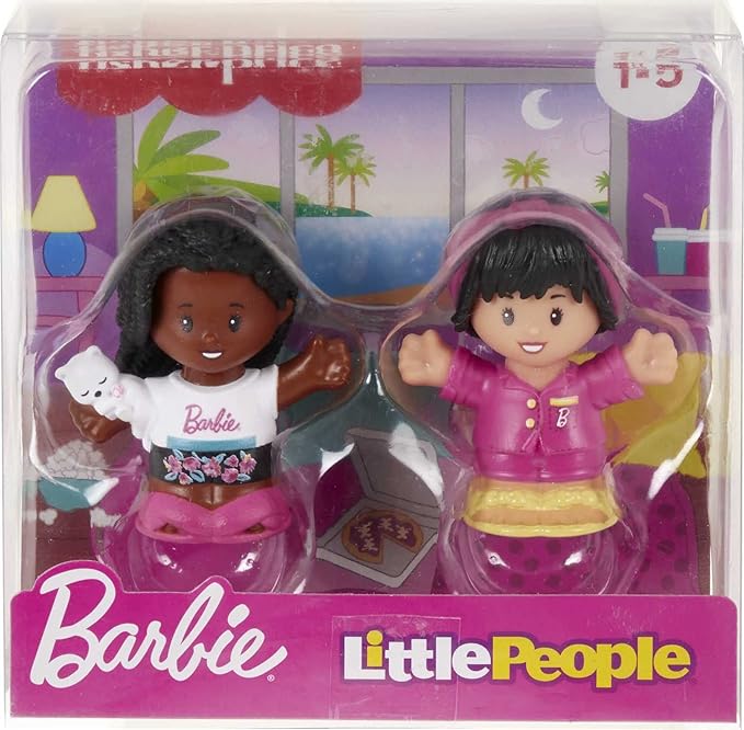 Fisher-Price Little People Toddler Toys Barbie Sleepover Figure Set with 2 Characters for Preschool Pretend Play Kids Ages 18+ Months