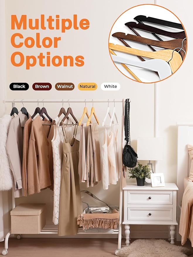 HOUSE DAY White Wooden Hangers 10 Pack Wood Clothes Hangers Smooth Finish Wooden Coat Hangers for Closet Heavy Duty Hangers Solid Wood Hangers Suit Hangers for Clothes, Jacket, Shirt, Tank Top, Dress