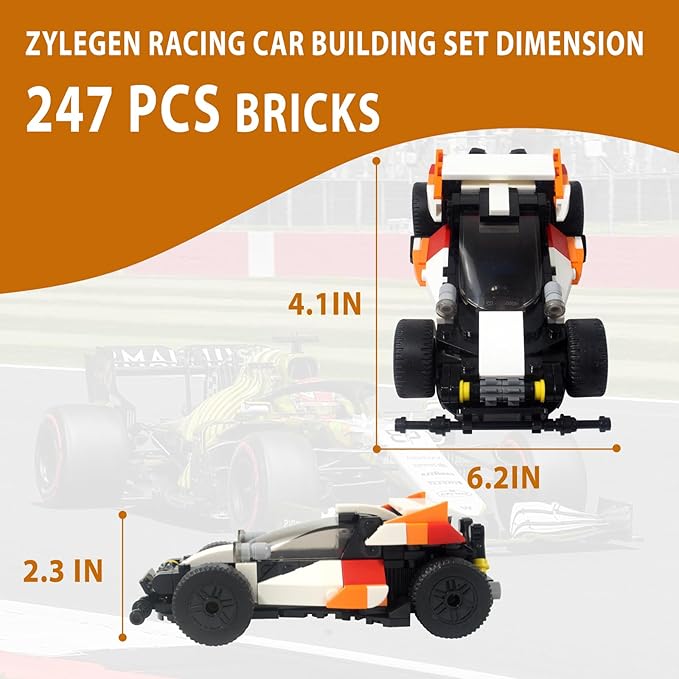 ZYLEGEN Sports Car MOC Building Block,Speed Champions Racing Cars Blocks Building Sets Toys, Technique Cyber Buggy Vehicle DIY Building Bricks for Kids and Adults,Birthday, Christmas Day Gift(Orange)
