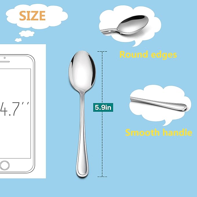 LIANYU 9-Piece Toddler Spoons, Kids Baby Spoons Self Feeding, Stainless Steel Children Silverware Set for 2-10 Year Old, Preschooler Cutlery Flatware Set for Home School, Dishwasher Safe