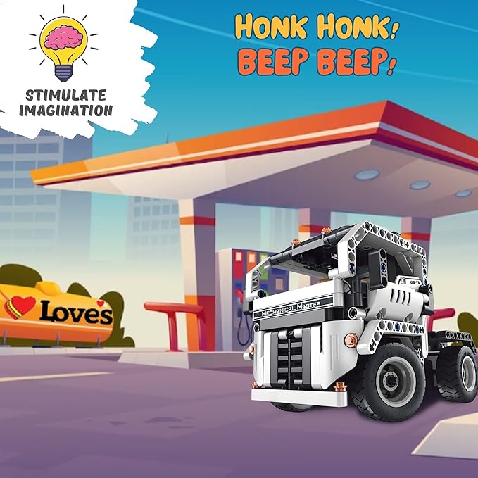 Remote Control Truck for Boys 8-12 Building Blocks Set Build Your own RC Semi Truck Toy A Fun Engineering Kit Stem Building Toy and Cool Birthday for 7, 8, 9, 10+ Years Old Boys