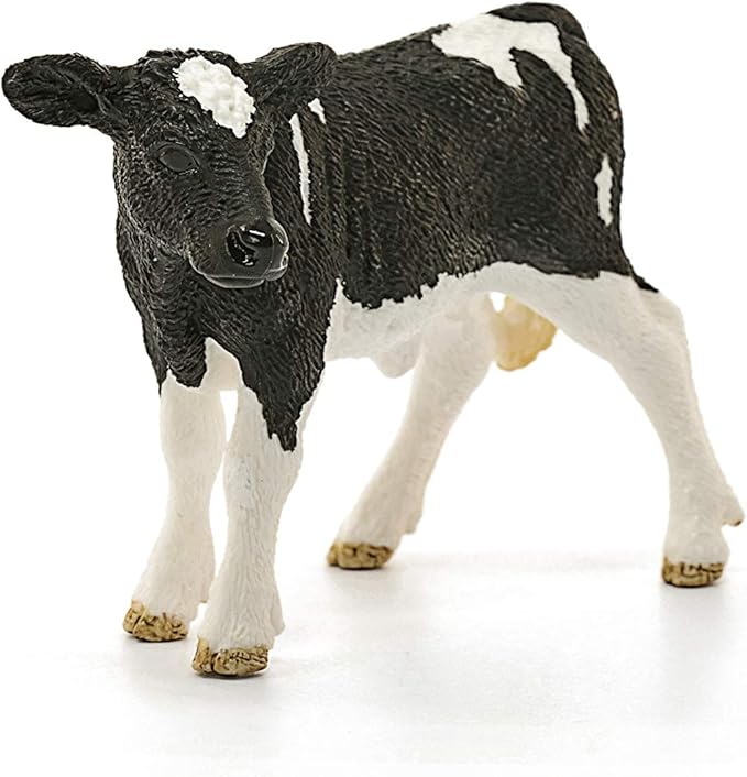 Schleich Farm World, Farm Animal Toys for Kids and Toddlers, Black and White Baby Holstein Cow Toy, Ages 3+, Multicolor, 2 inch