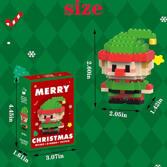 Christmas Elf Building Blocks Set Compatible with Lego Advent Calendar 2024 Stacking New Toys Holiday Present Box New Year Xmas Gifts for Kids for Boys & Girls and Adults