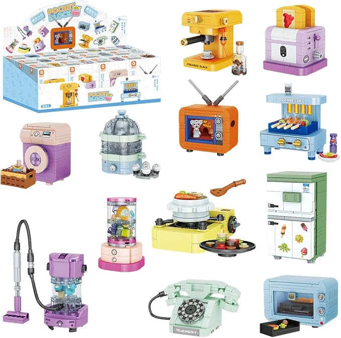 Girls Building Set, 6PCS Mini Electric Appliances Building Blocks Toy for Kids Age 6+, STEM Building Blocks Toy, Classroom Prizes, Birthday Gifts for Girls 654 Pieces