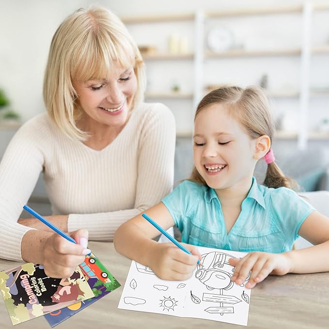 Dvbonike 24Pcs Camping Coloring Books Including Tent Camping Light Forest Bear Rabbit DIY Art Drawing Patterns Summer Birthday Party Favors Gifts Home School Activity Supplies for Kids Boys Girls