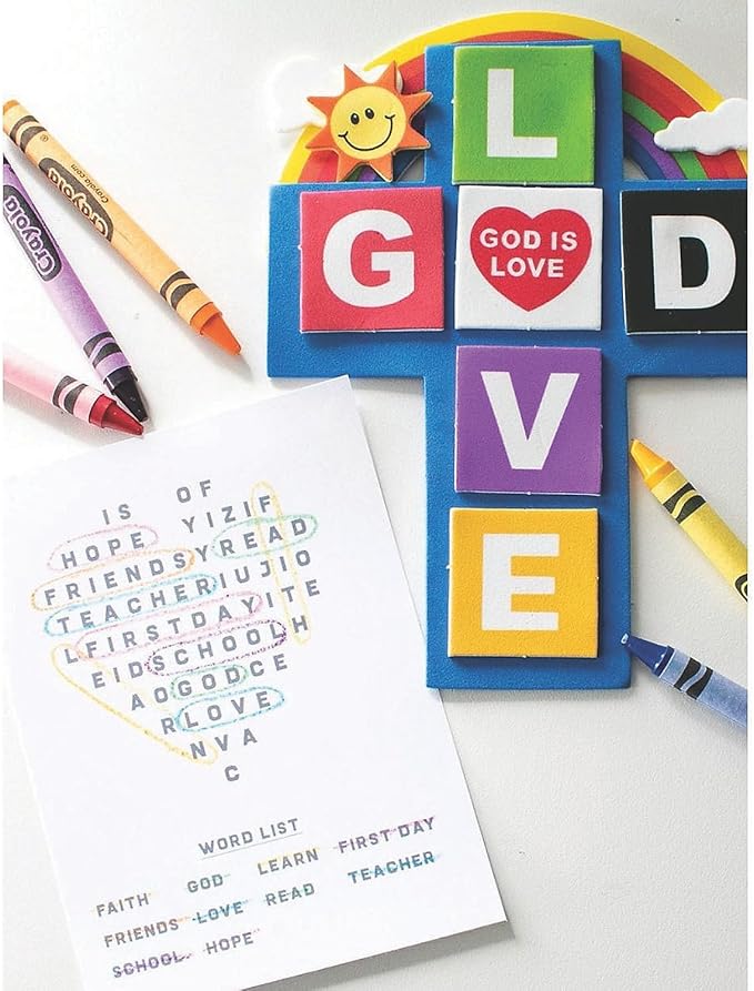 Fun Express God is Love Cross Magnet Craft Kit - Crafts for Kids and Fun Home Activities - VBS Vacation Bible School Supplies/Decor