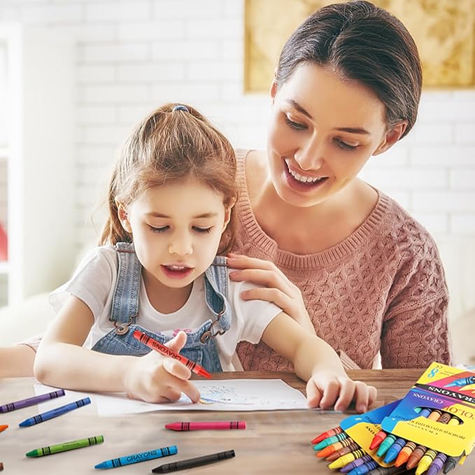 Jeffbaubl Bulk Crayons,30 Boxes of 8-Packs Color Crayons, Bulk Crayon Individual Packs,Washable Crayons,Crayons Party Favors for Classroom Restaurants School Supplies(8 Colors