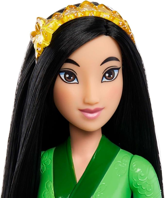 Mattel Disney Princess Toys, Mulan Fashion Doll, Sparkling Look with Black Hair, Brown Eyes & Hair Accessory, Inspired by the Movie Mulan