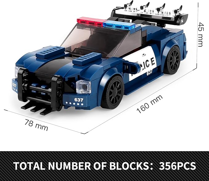 Mould King 27002 Mini Barricade Police car Building Kits, MOC Building Blocks Set to Build, Gift for Kids/Adult Collections Enthusiasts(356 Pieces, Static Version with Display Box)