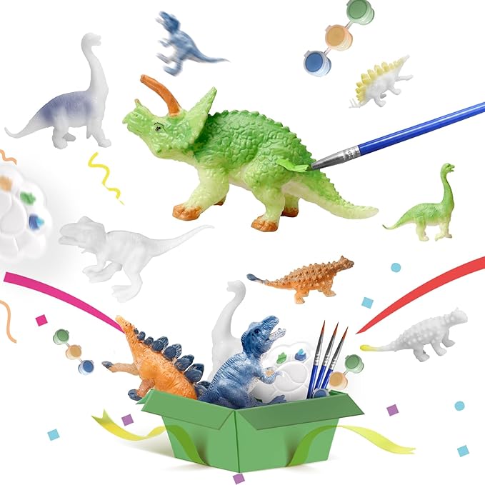 Dinosaurs Painting Kit Pack 8 for Girls & Boys Dino Party Favors, Birthday Party Favors, Art & Crafts Activity, Great for Easter Basket Stuffers